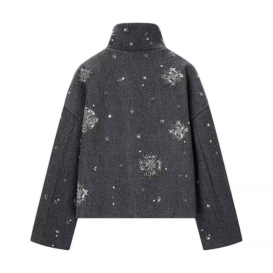 Giacca in tweed con paillettes e stampa - Casual Chic KUN-00043