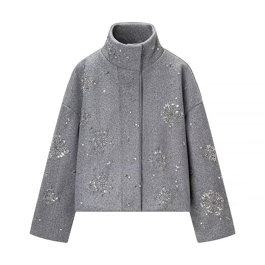 Giacca in tweed con paillettes e stampa - Casual Chic KUN-00043