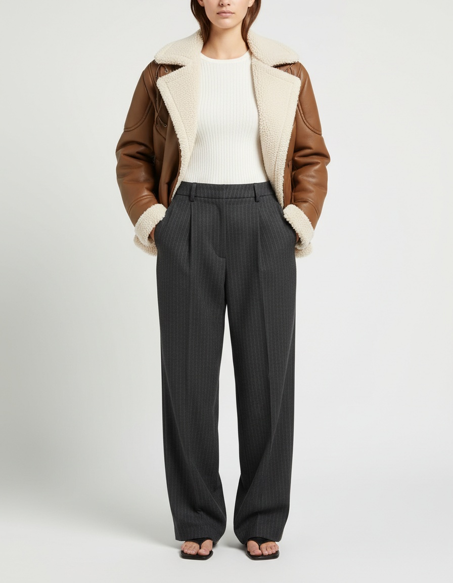 Giacca in finta pelliccia di montone con cintura asimmetrica in vita, cappotto caldo KUN-00056