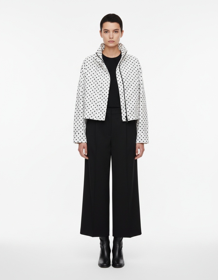 Giacca da donna in popeline a pois con maniche a sbuffo KUN-00060