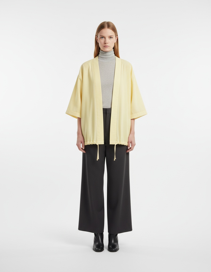 Cardigan kimono a righe con fiocco KUN-00063