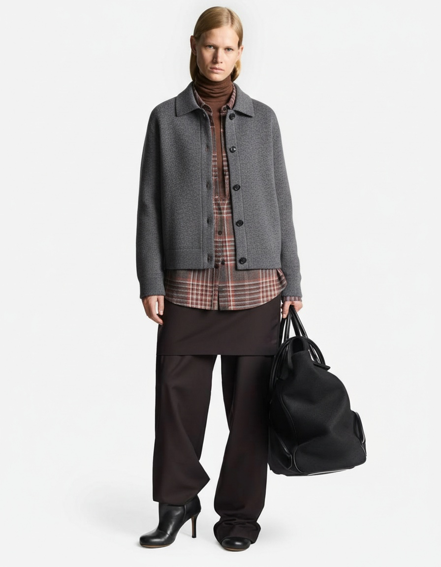 Cappotto da donna in misto lana - Elegante capospalla con scollo rotondo KUN-00066