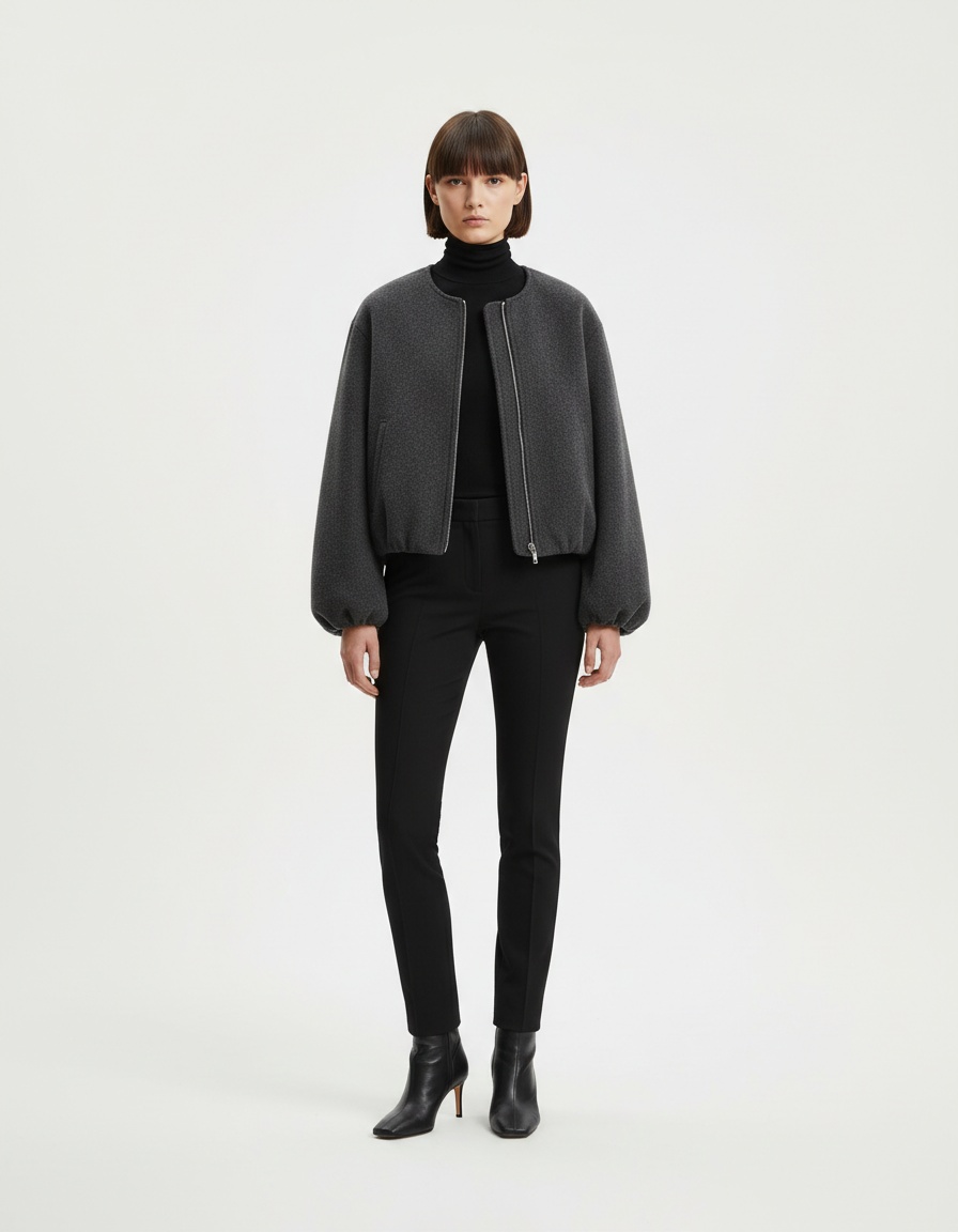 Giacca da aviatore morbida - Capospalla da donna minimalista e di tendenza KUN-00067