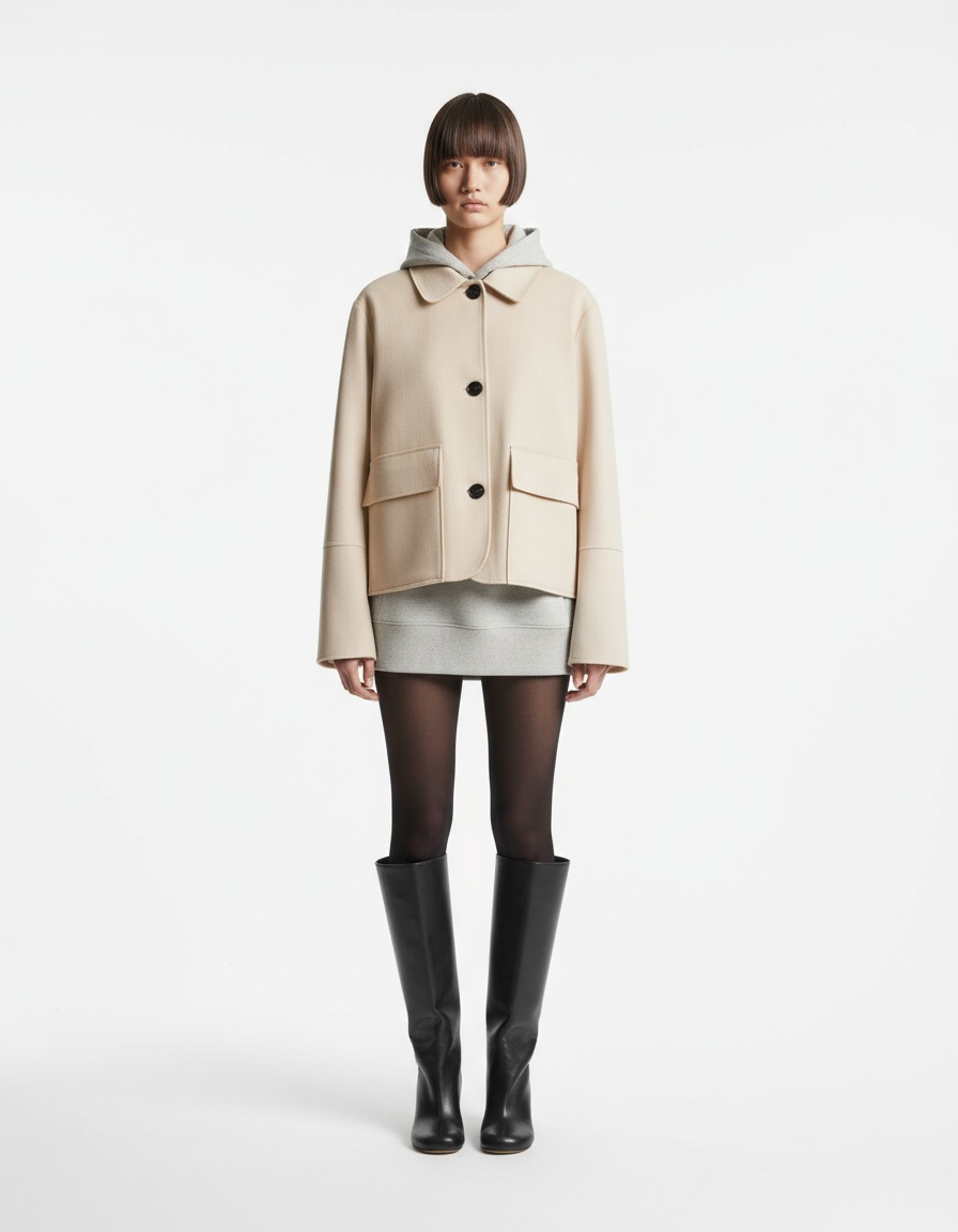 Giacca corta in pelle scamosciata, stile europeo di tendenza, modello KUN-00072