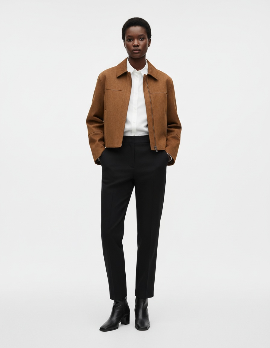 Giacca corta in pelle scamosciata, stile europeo di tendenza, modello KUN-00072