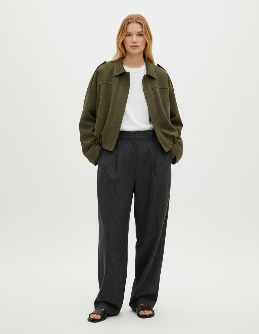 Giacca bomber in finta pelle scamosciata - Elegante capospalla stile aviatore KUN-00075