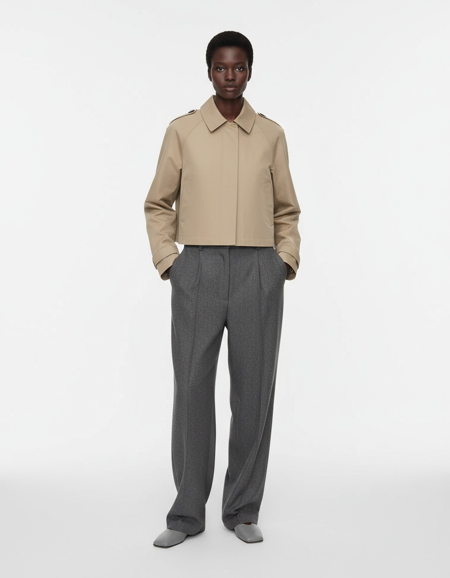 Trench da donna doppiopetto corto, giacca casual alla moda KUN-00076