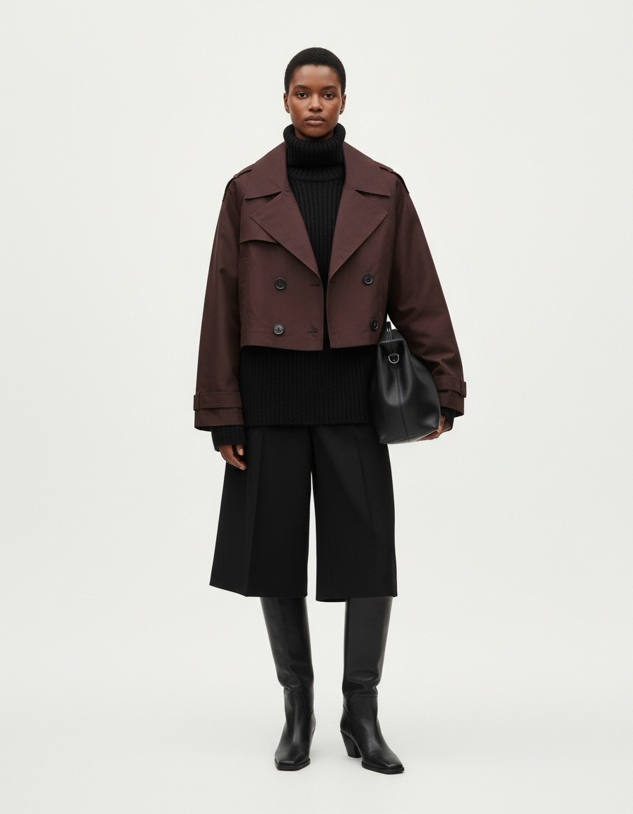 Trench da donna doppiopetto corto, giacca casual alla moda KUN-00076