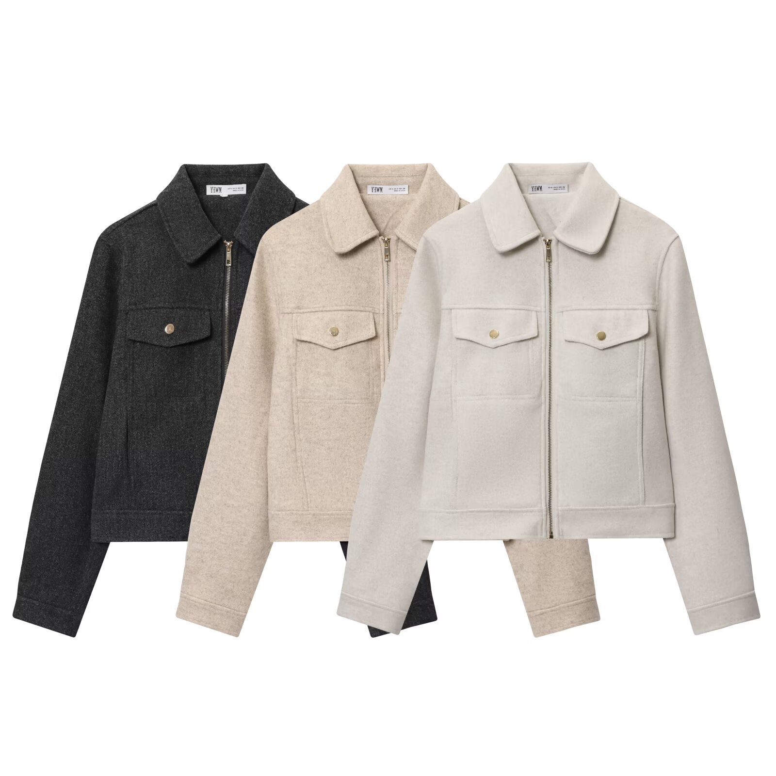 Giacca da donna in tessuto morbido con cerniera - Stile europeo KUN-00081