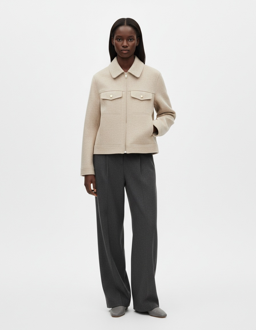 Giacca da donna in tessuto morbido con cerniera - Stile europeo KUN-00081