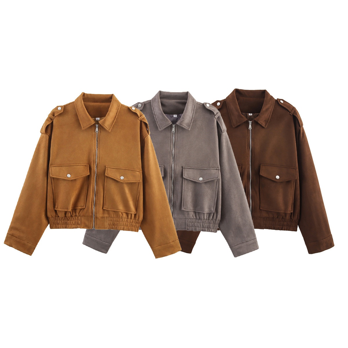 Giacca in pelle scamosciata da donna, capospalla casual e alla moda KUN-00082