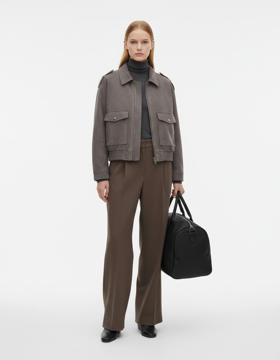 Giacca in pelle scamosciata da donna, capospalla casual e alla moda KUN-00082