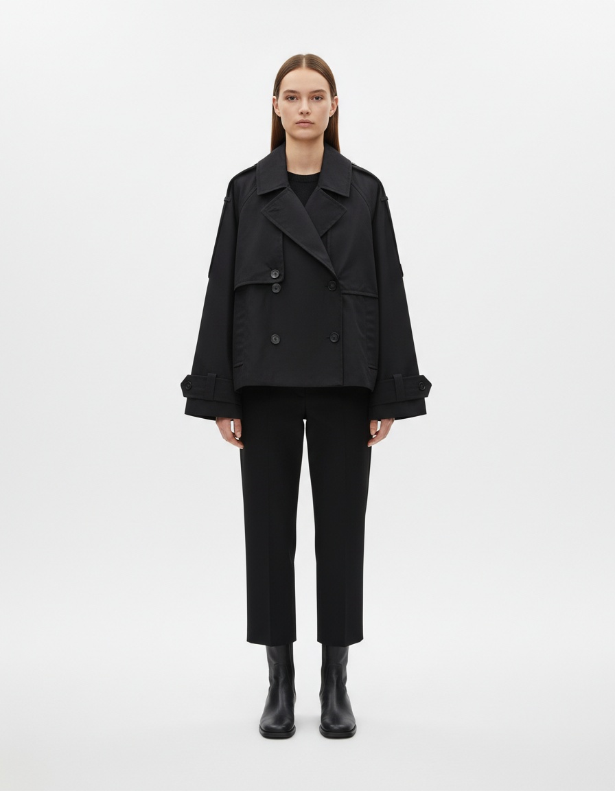 Trench da donna impermeabile, corto, alla moda, antivento KUN-00088