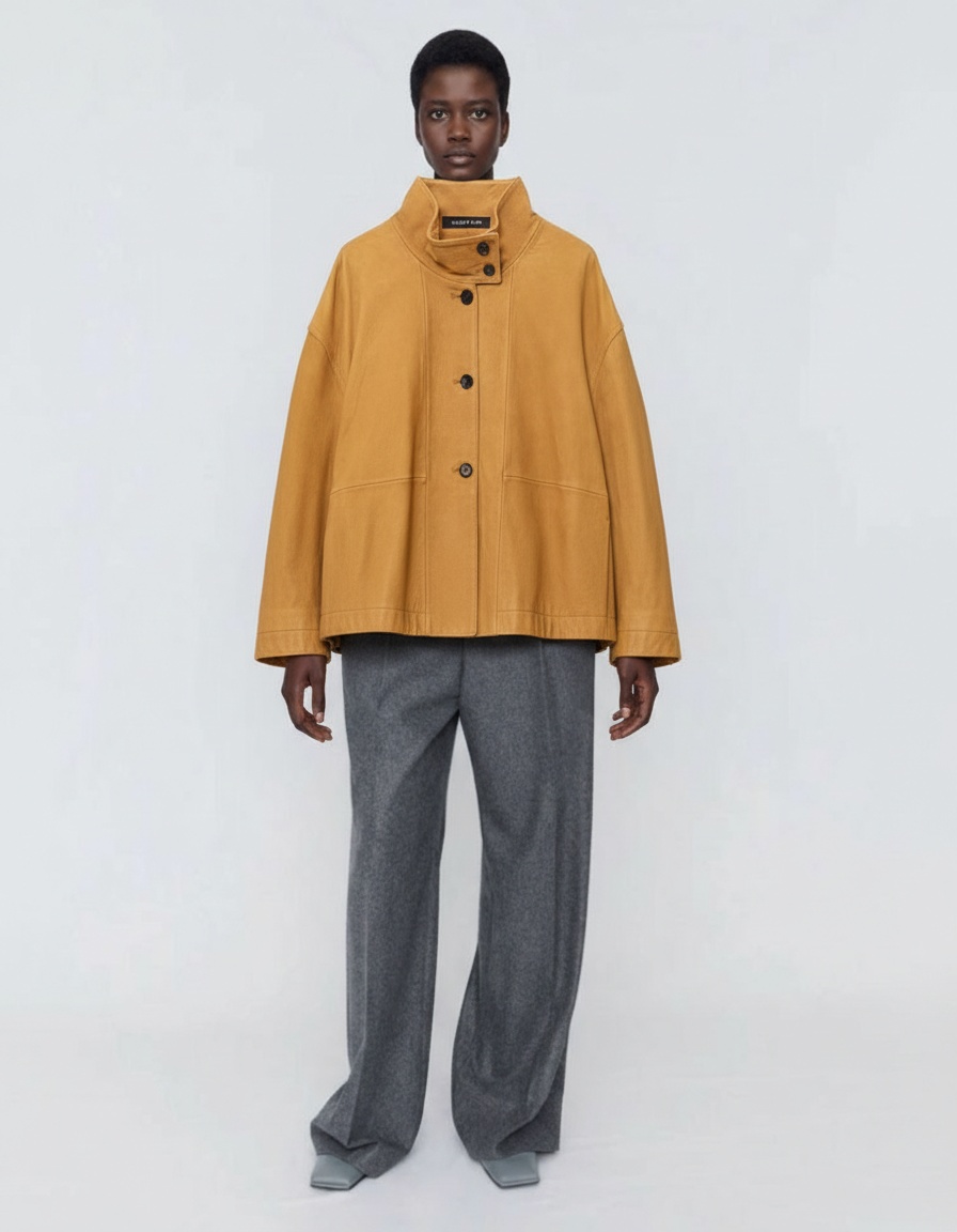 Giacca bomber in pelle da donna, cappotto da pilota alla moda KUN-00089