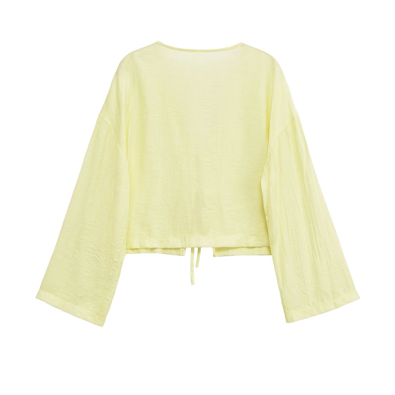 Top da donna a maniche lunghe con spalle drappeggiate e dettagli arricciati KUN-00120