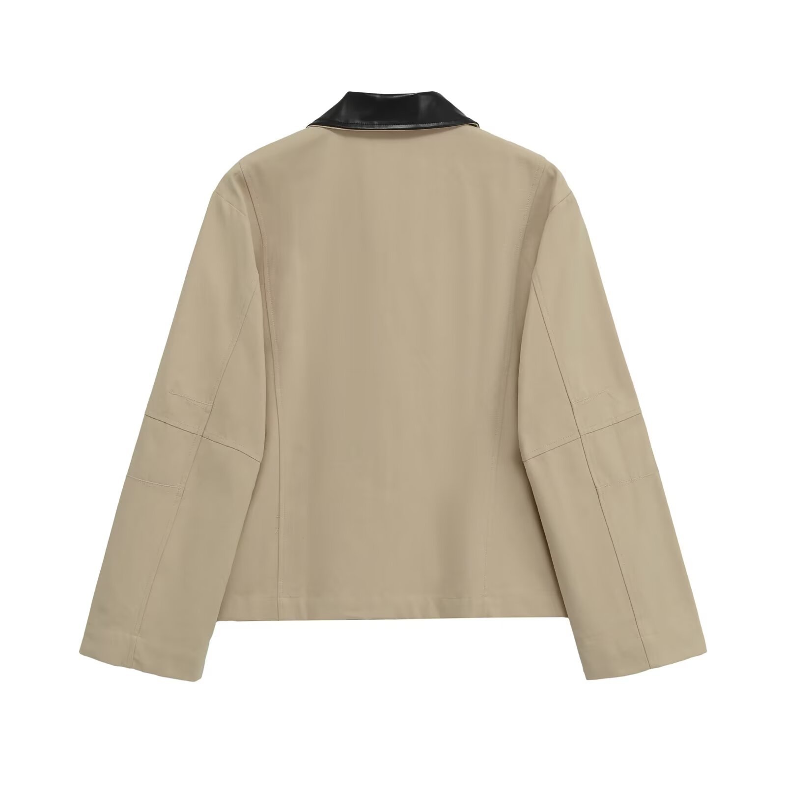 Giacca patchwork con revers in pelle, casual chic KUN-00129