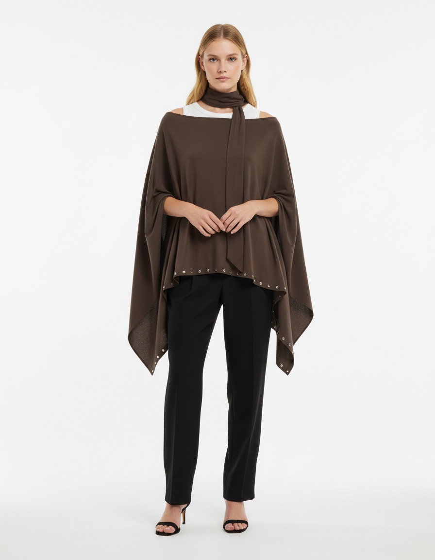 Poncho/mantella da donna con rivetti - Stile europeo di tendenza KUN-00137