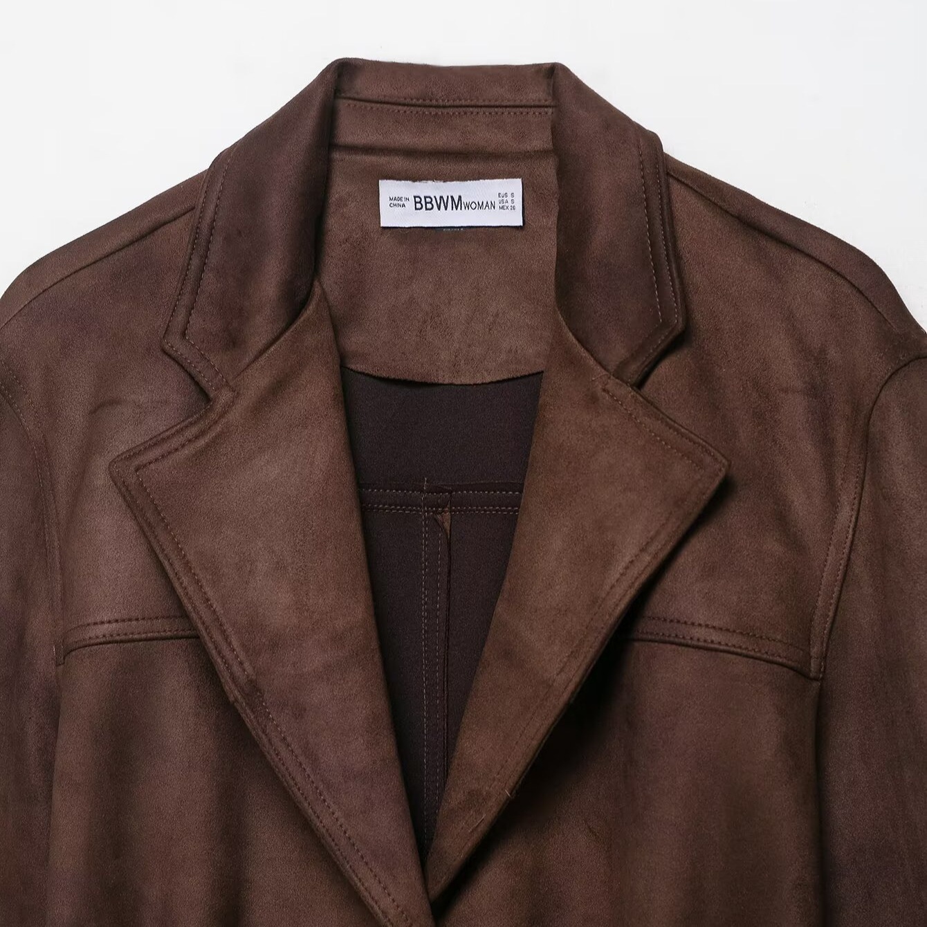 Giacca in finta pelle scamosciata con cintura - Stile europeo KUN-00139