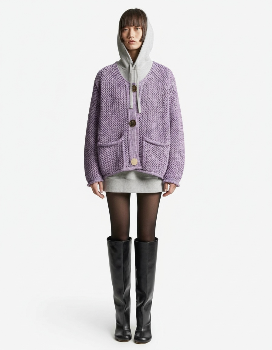 Cardigan a maglia grossa - Capospalla di tendenza in stile europeo KUN-00145