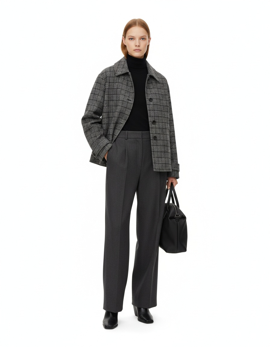 Blazer casual da donna a doppiopetto a quadri KUN-00148