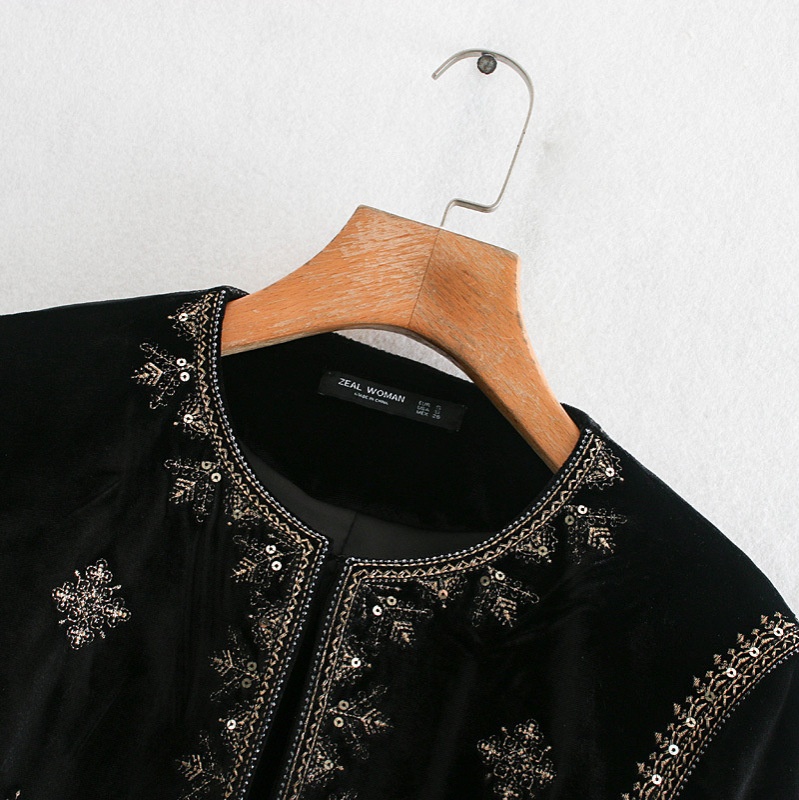 Giacca stile court in velluto ricamato KUN-00152