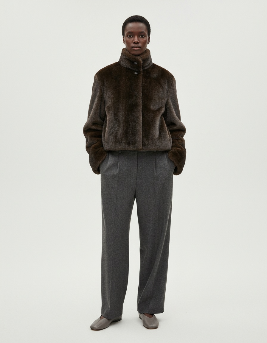 Giacca corta in pelliccia sintetica - Stile europeo KUN-00153