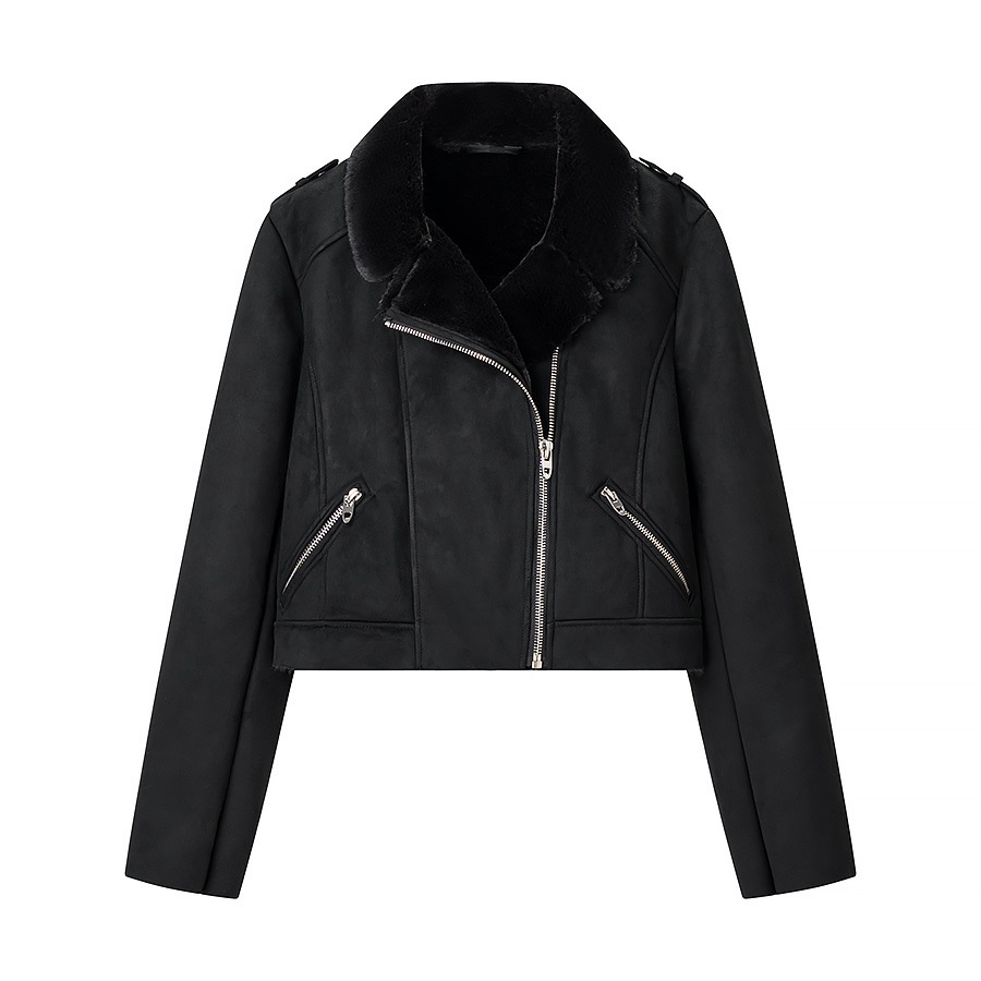 Giacca in finta pelliccia di montone, capospalla casual e alla moda KUN-00155