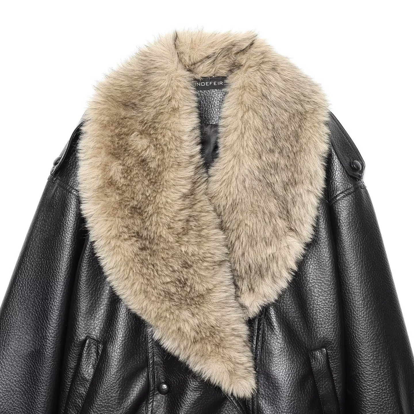 Giacca in similpelle con colletto removibile - Moda donna KUN-00156