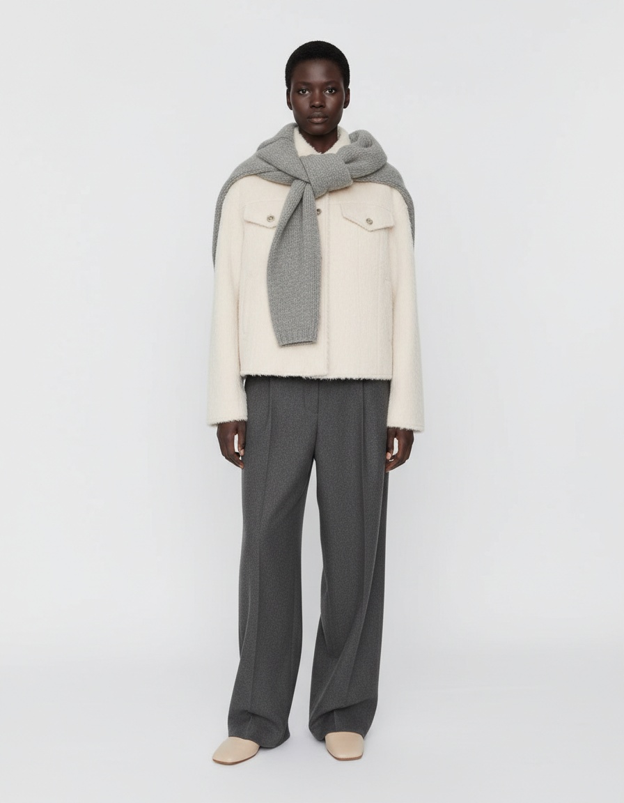 Giacca doppiopetto in pile - Capospalla alla moda a maniche lunghe KUN-00159