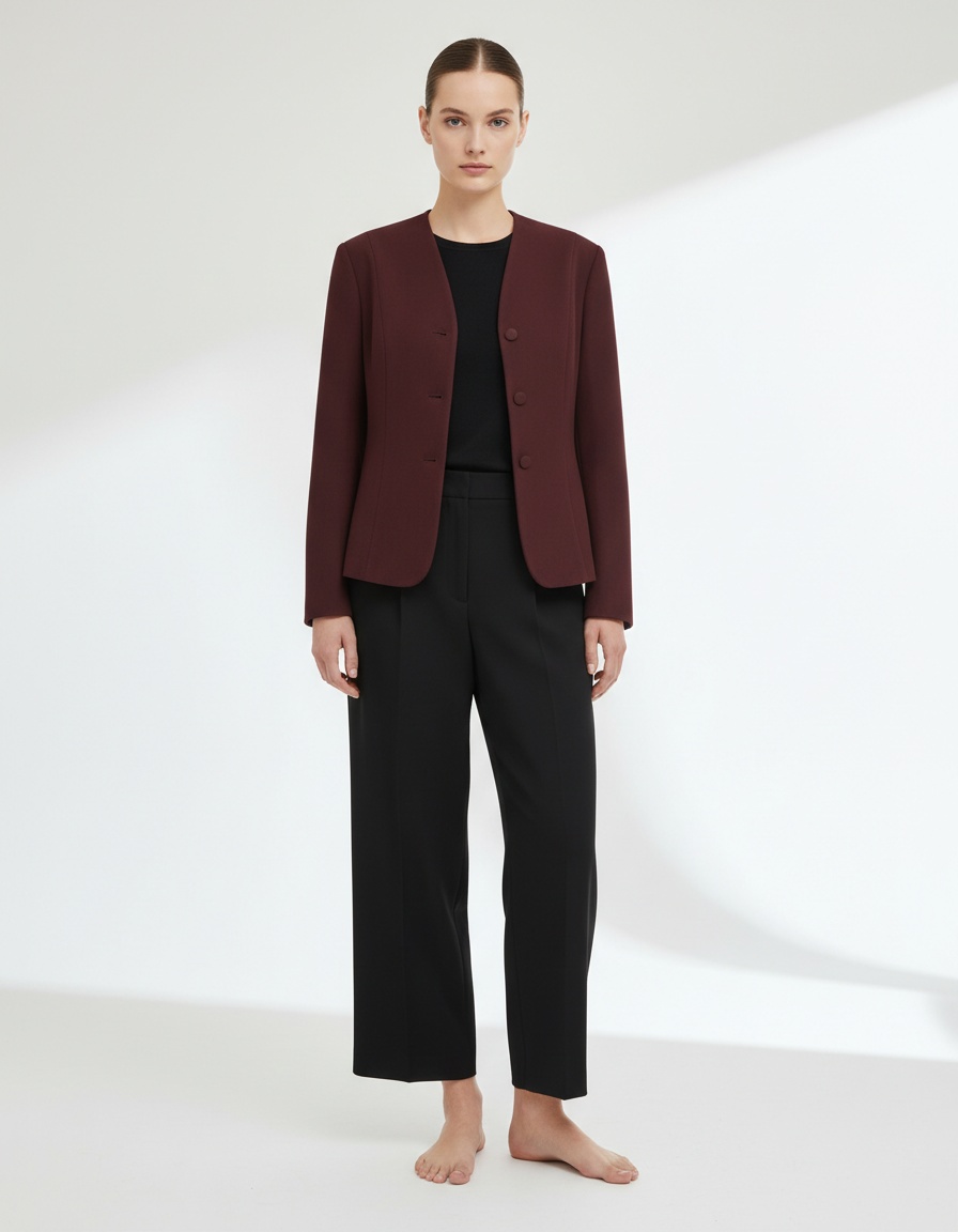 Giacca aderente a tinta unita con collo alto - Elegante capospalla casual KUN-00161