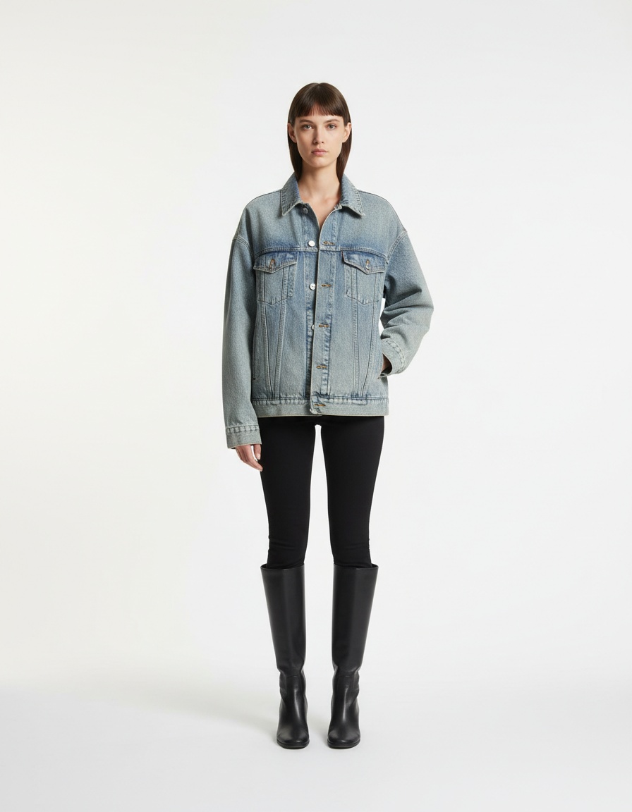 Giacca di jeans oversize, casual e alla moda KUN-00174