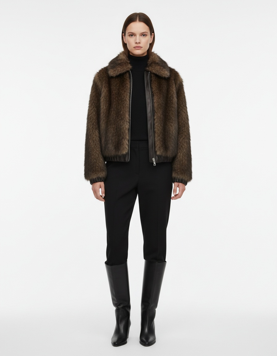 Giacca patchwork in pelliccia sintetica - Elegante e versatile KUN-00176