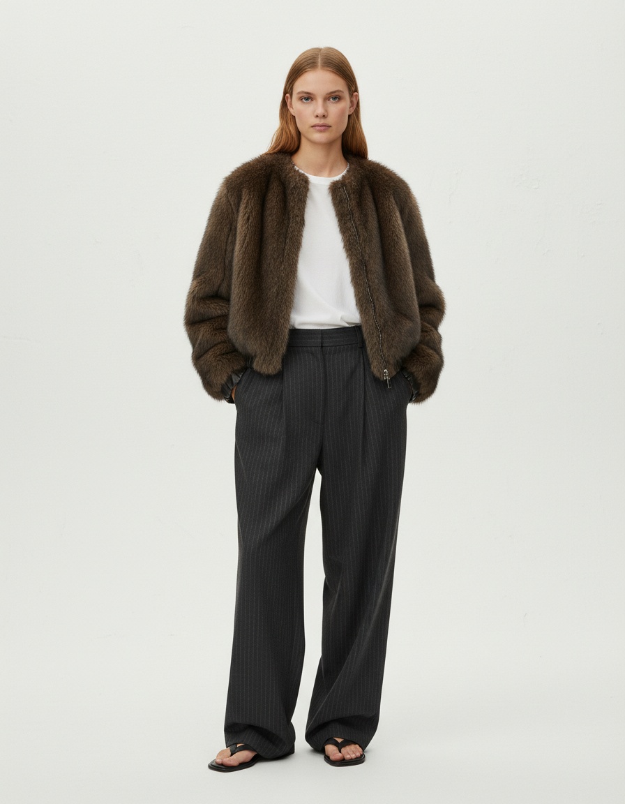 Giacca patchwork in pelliccia sintetica - Elegante e versatile KUN-00176