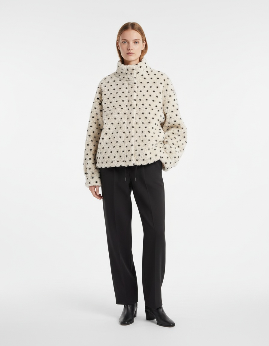 Giacca in pile a pois - Capospalla casual alla moda da donna KUN-00177