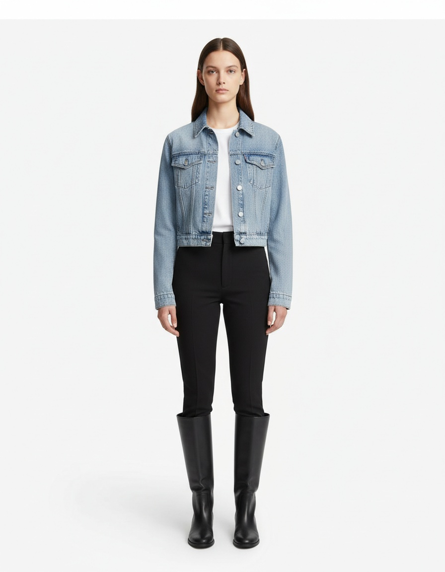 Giacca di jeans da donna, cappotto corto classico alla moda KUN-00179