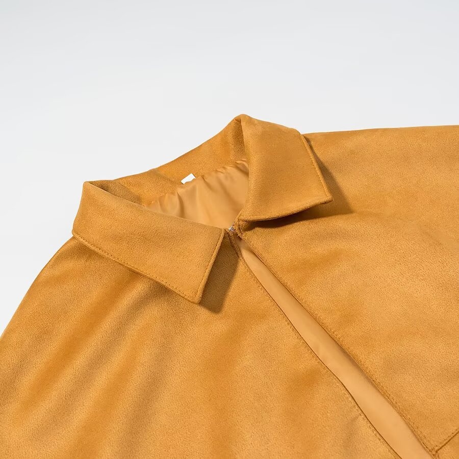 Poncho in pelle scamosciata con frange - Sciarpa versatile in stile western KUN-00217