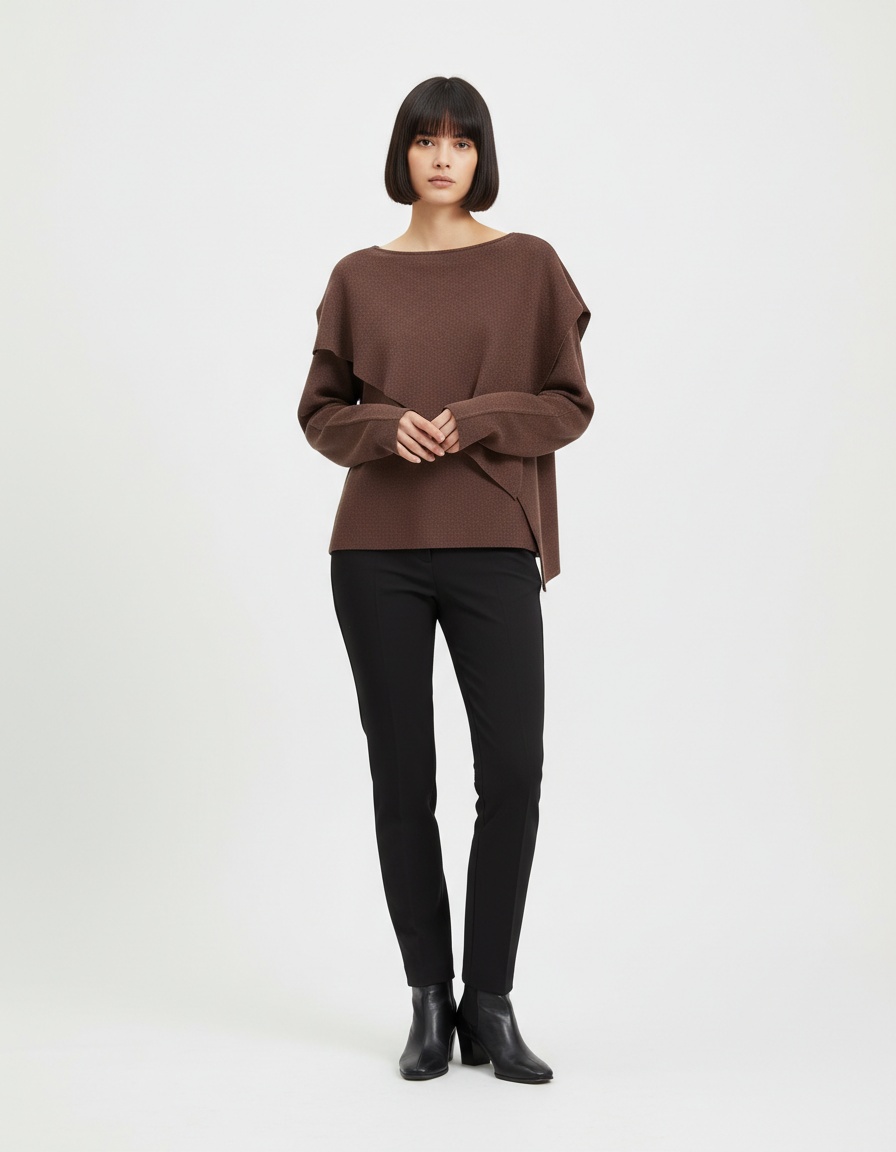 Poncho in maglia con filo metallico, vestibilità ampia, modello KUN-00222