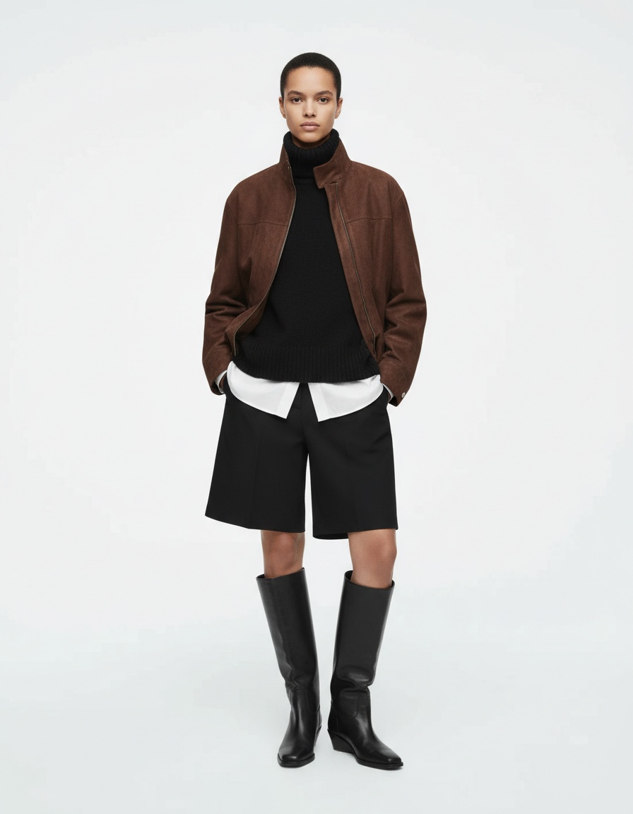 Giacca da motociclista in finta pelle scamosciata - Elegante capospalla da donna KUN-00223