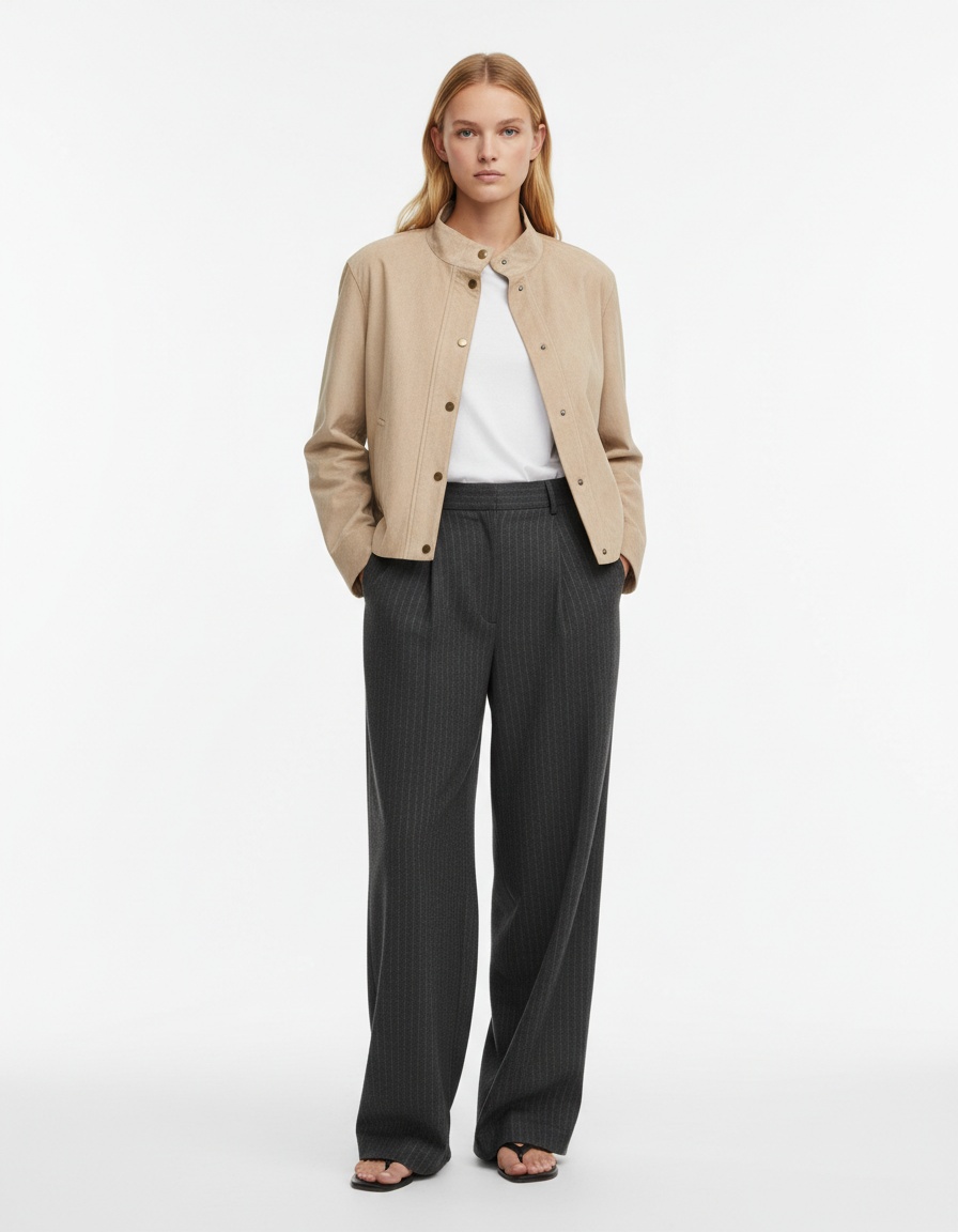 Giacca da motociclista in finta pelle scamosciata - Elegante capospalla da donna KUN-00223