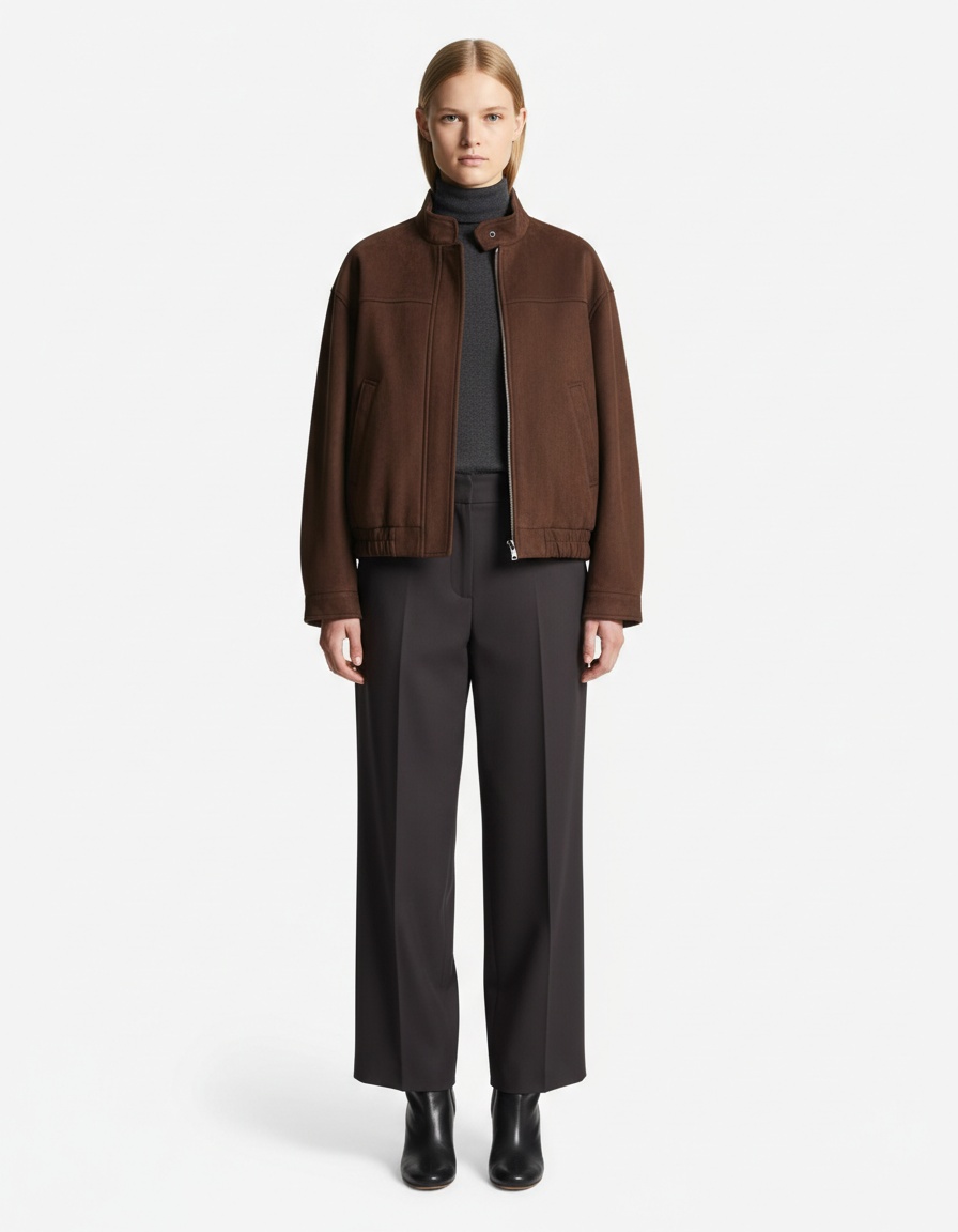 Giacca bomber in finta pelle scamosciata con tasche KUN-00271