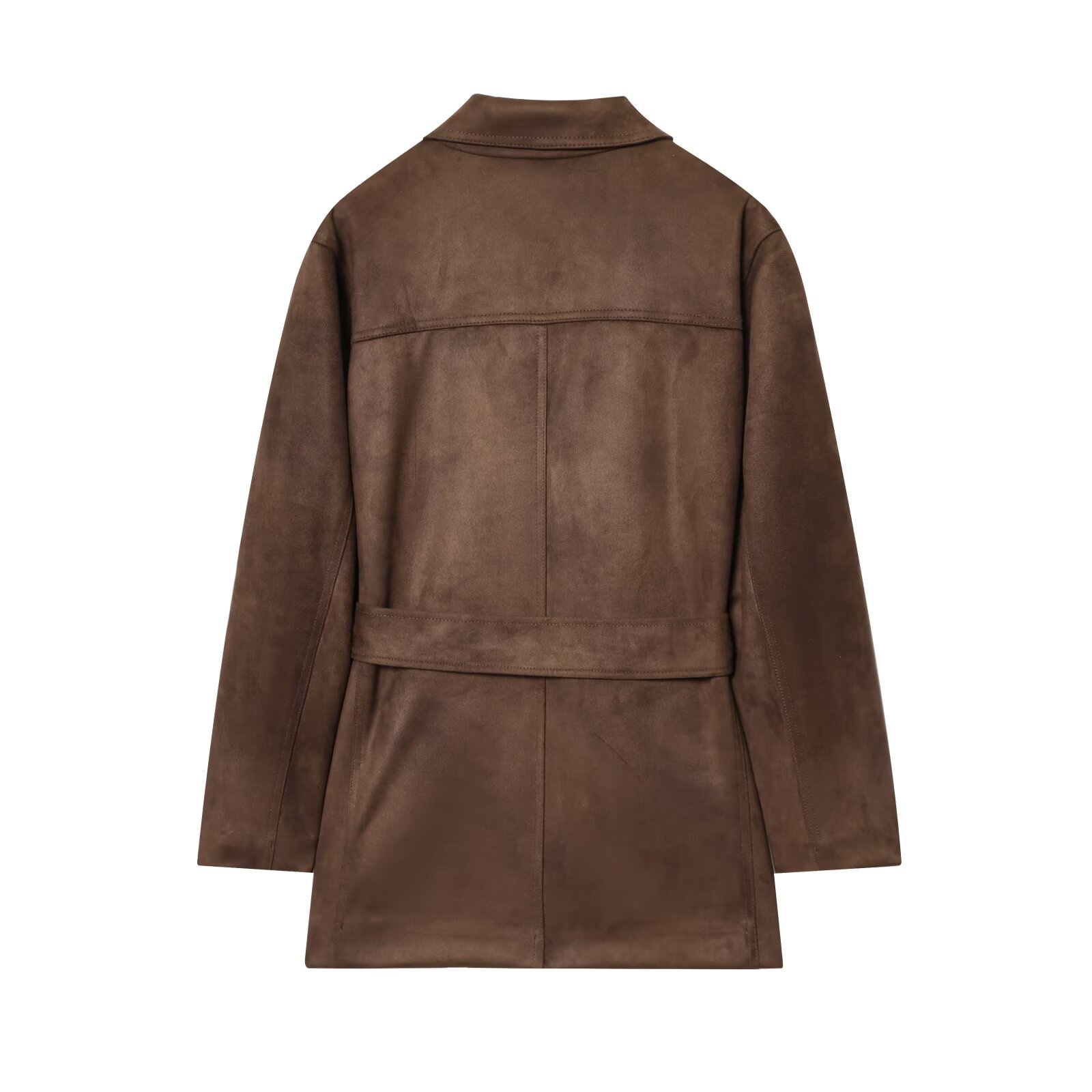 Giacca da donna in stile europeo con cintura effetto scamosciato KUN-00286