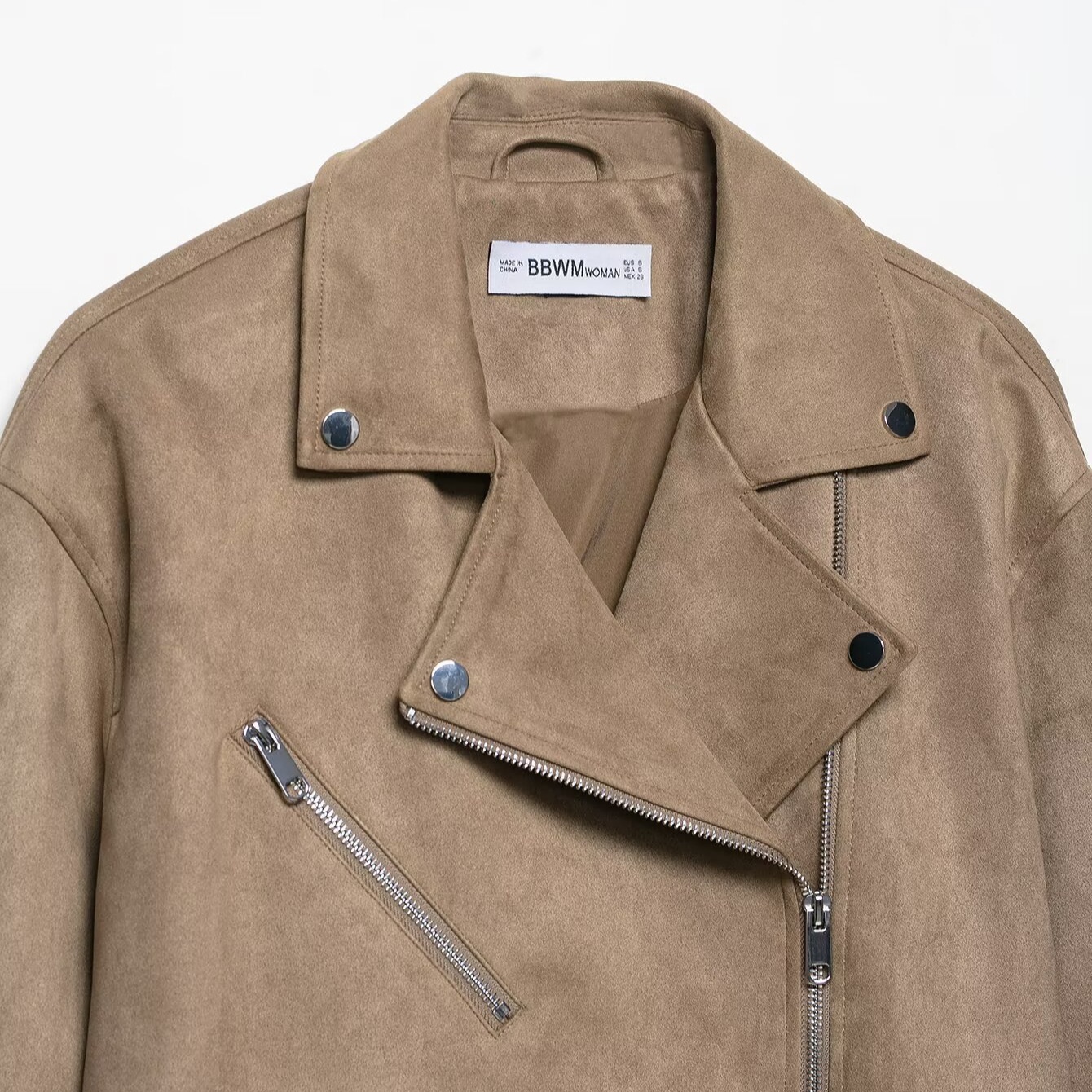 Giacca da motociclista in finta pelle scamosciata - Modello casual di tendenza da donna KUN-00288