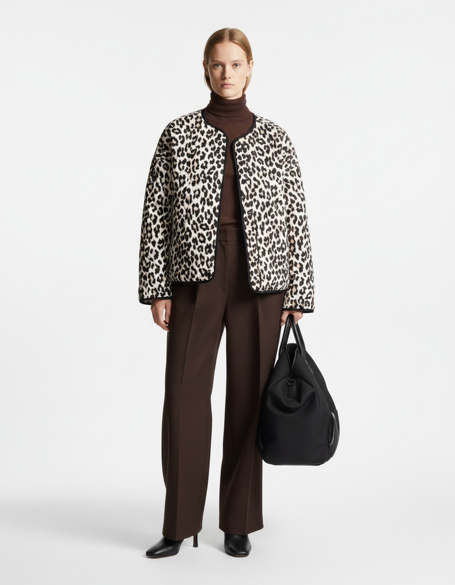 Giacca a maniche lunghe con stampa pitonata e bottoni, modello KUN-00295