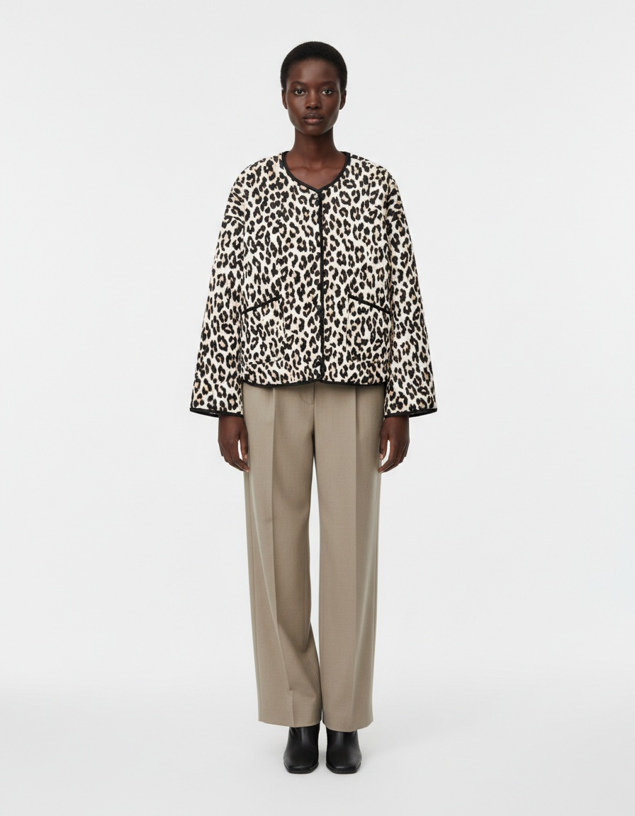 Giacca a maniche lunghe con stampa pitonata e bottoni, modello KUN-00295