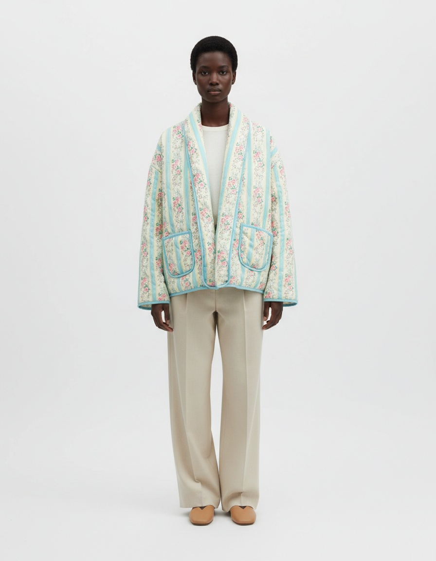 Cappotto in cotone a righe - Ampio ed elegante KUN-00002