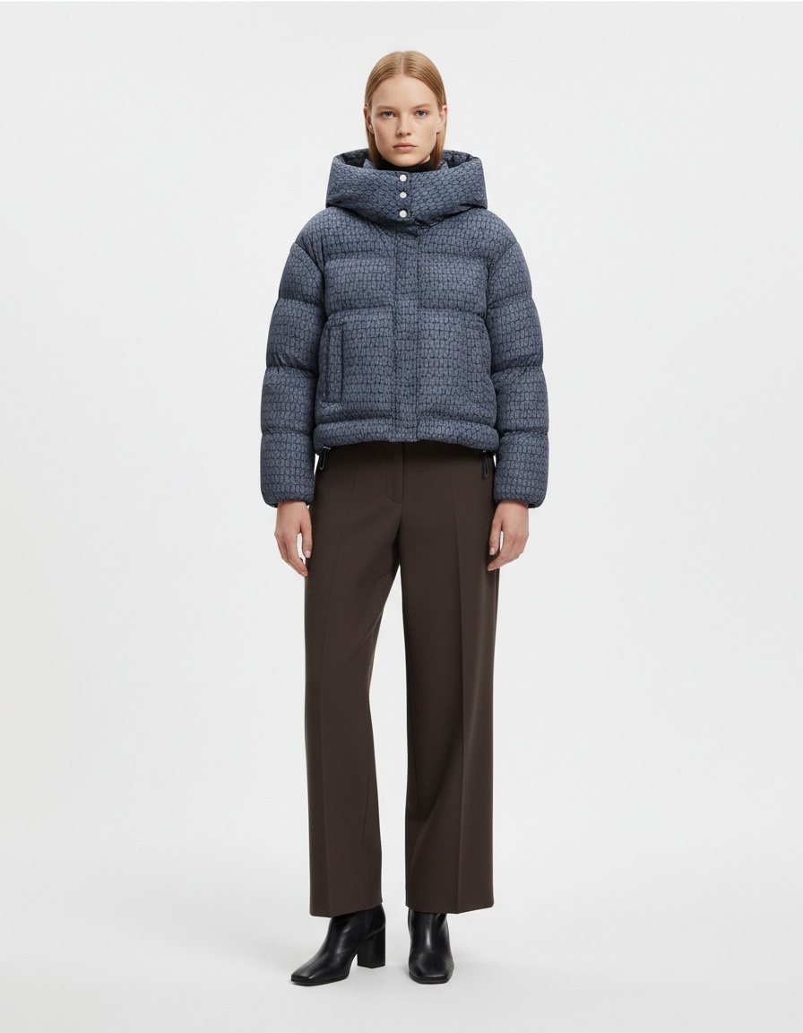 Giacca imbottita da donna in cotone - Cappotto stampato in stile europeo KUN-00004