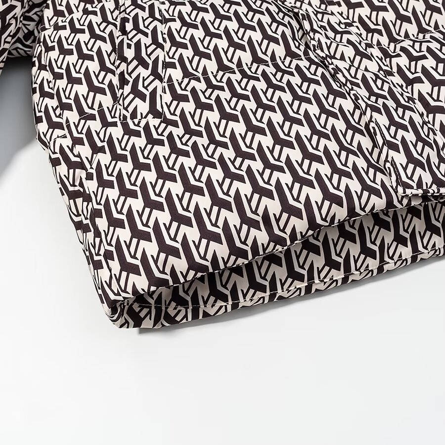 Giacca imbottita da donna in cotone con stampa floreale, elegante, modello KUN-00007