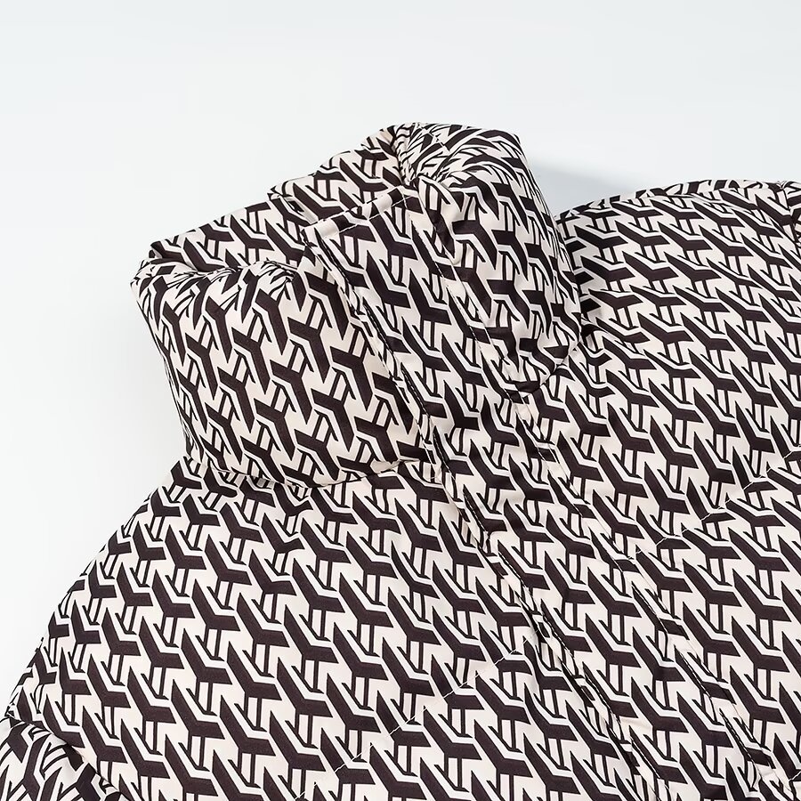 Giacca imbottita da donna in cotone con stampa floreale, elegante, modello KUN-00007