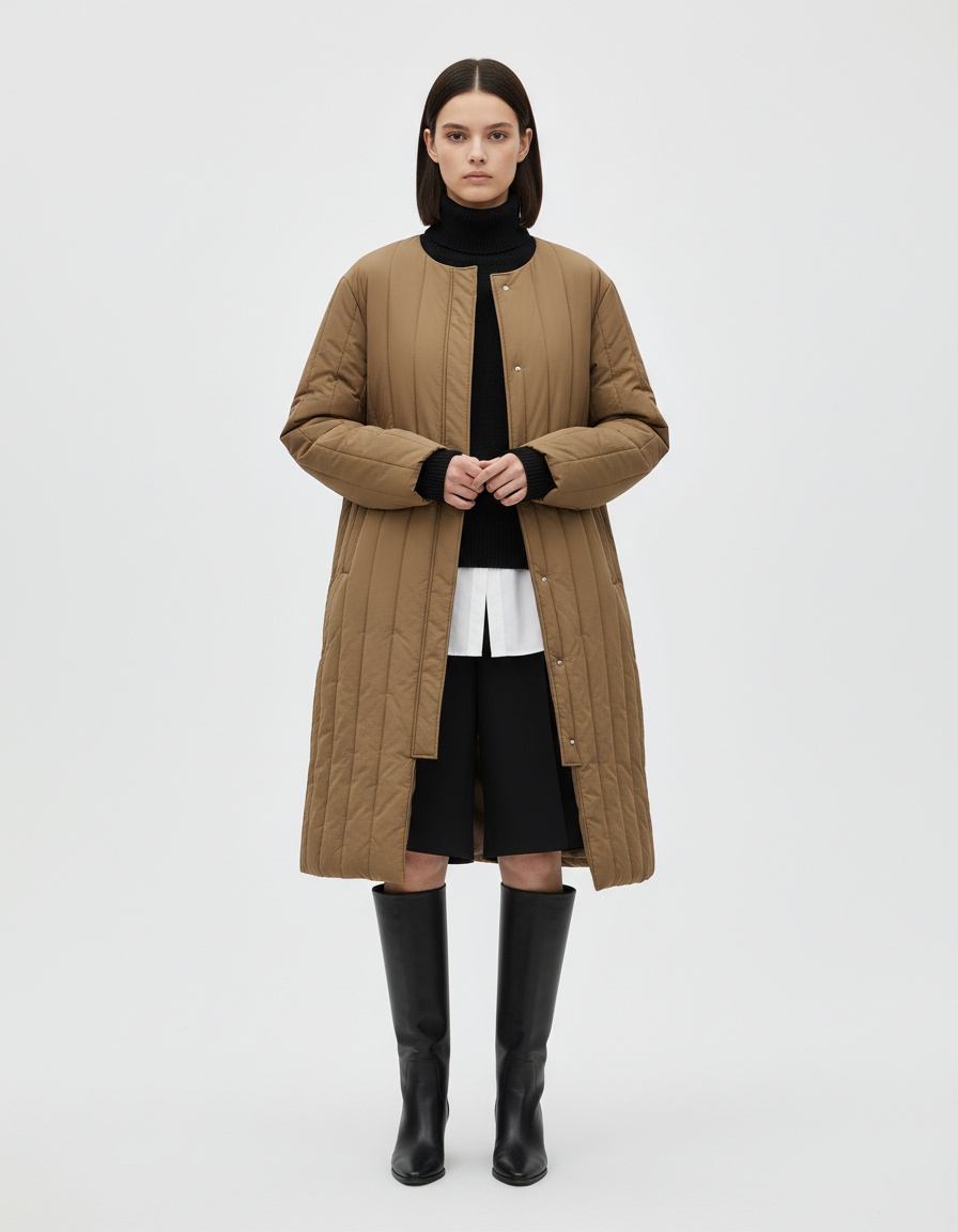 Cappotto lungo imbottito in misto cotone - Vestibilità oversize KUN-00008