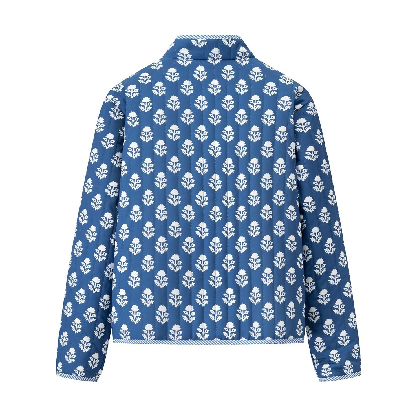 Giacca reversibile in cotone con stampa floreale - Elegante colletto alla coreana KUN-00011